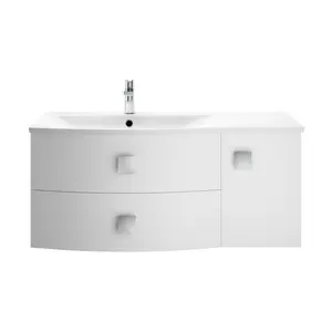 1000mm Wall Hung Single Vanity Unit Moon White