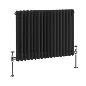 Right Radiators 600x830 mm Horizontal Traditional 2 Column Cast Iron Style Radiator Black