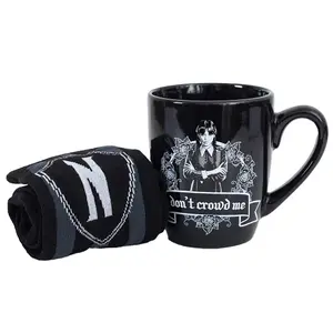 Wednesday Mug and Sock Set Black/White (3 UK-8 UK)