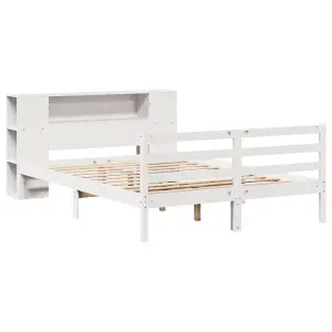 Berkfield Bookcase Bed without Mattress White 135x190 cm Double Solid Wood Pine