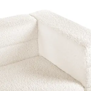 3 Seater Boucle Sofa White GRANNA