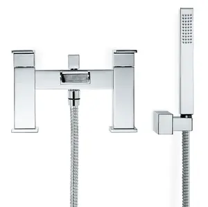 Nes Home Ozone Bathroom Waterfall Cloakroom Tap, Bath Shower Mixer Tap & Waste Chrome