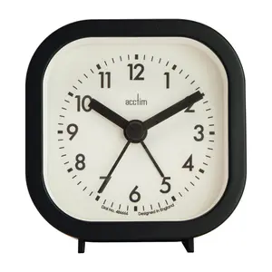 Analogue Quartz Movement / Crystal Alarm Tabletop Clock Black