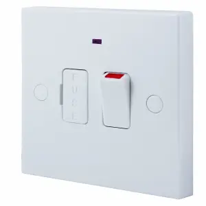 BG White 13A 1 way Raised square profile Screwed Switched Neon indicator Fused connection unit