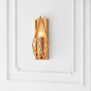 Antique Gold & Silver Leaf Angular Framed Wall Light Dimmable LED Filament Lamp