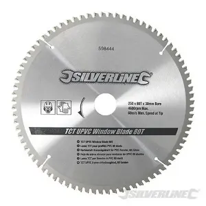 Silverline (598444) TCT UPVC Window Blade 80T 250 x 30 - 25 20 16mm Rings