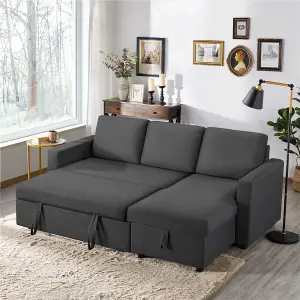 Yaheetech Dark Grey Reversible Sectional Sofa with Chaise for Limited Spaces