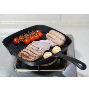 Cast Iron Griddle Pan Non Stick Square Frying Grill Fry Skillet Kitchen Cookware