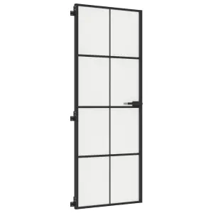 Berkfield Interior Door Slim Black 76x201.5 cm Tempered Glass and Aluminium