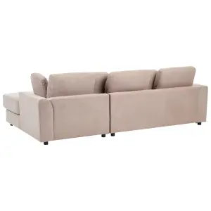 Left-Hand Corner Sofa with Ottoman KOHLO Taupe Fabric Left Hand