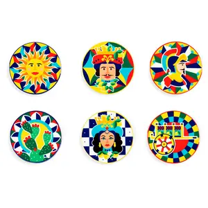 Sicilian Rhapsody Ceramic Round 6 Piece Coaster Set (Set of 6)