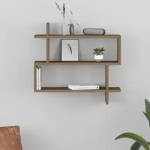 Argonaut Modern Wall-Mounted 2-Tier Floating Bookshelf Dark Oak