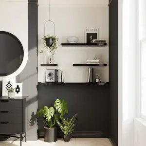 GoodHome Cusko Gloss black Rectangular Floating shelf (L)80cm x (D)23.5cm