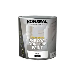 Ronseal One Coat Stays White Non Drip Paint Matt White 2.5L