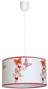 Milagro Butterflies Pendant Lamp 1XE27 Hand Made 30CM Pendant Light Height Adjustable 50-90CM