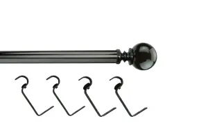 GoodHome Kilmos Gloss Black Nickel effect Extendable Ball Curtain pole Set, (L)2000mm-3300mm (Dia)28mm