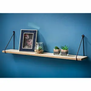 Addre Floating Shelf Oak/Black / 20cm H x 80cm W x 15cm D