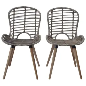 Berkfield Dining Chairs 6 pcs Brown Natural Rattan