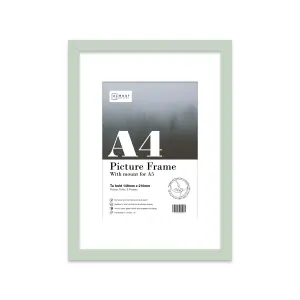 A4 Mint Green Picture Frame With Mount for A5 (14.8 x 21cm - 5.8 x 8.3in) Poster, Photo, Artwork, or Print.