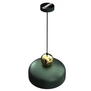 Milagro Harald Pendant Lamp 1XE27 A Stylish Hand Made 30CM Lamp Finished In Green With Luxurious Gold Detail