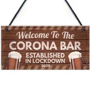 Red Ocean Novelty Corona Bar Sign Funny Quirky Hanging Sign For Home Bar Gifts For Him Man Cave Gifts