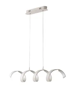 Luminosa Helix Integrated LED Swirl Effect Bar Pendant, White, Silver, 4000K