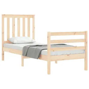 Berkfield Bed Frame with Headboard Small Single Solid Wood