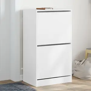 Berkfield Shoe Cabinet with 2 Flip-Drawers White 60x42x108 cm