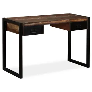 Berkfield Desk with 2 Drawers Solid Reclaimed Wood 120x50x76 cm