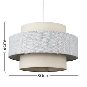 ValueLights Weaver Grey Ceiling Pendant Shade and B22 GLS LED 10W Warm White 3000K Bulb