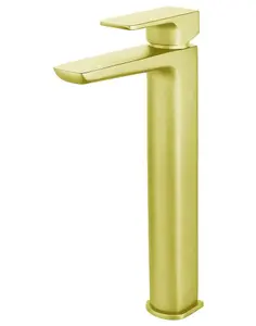 Aquarius Hydro Tall Mono Basin Mixer Tap Brushed Brass