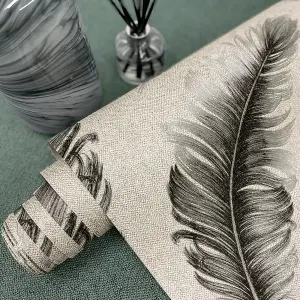 Belgravia Décor Glitter Feather Grey Textured Wallpaper