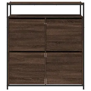 Shoe Cabinet with 4 Flip-Drawers Brown Oak 100x34x112 cm