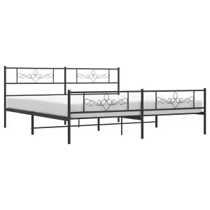 Berkfield Metal Bed Frame with Headboard and Footboard Black Super King Size