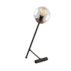 Luminosa Model 17 Deco Black Globe Table Lamp Clear Glass Shade