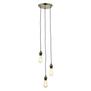 Antique brass effect 3 light E27 Cable light set (L)1500mm