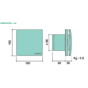 Vectaire EL1003HDT Elegance Axial Fan - 3 Speed - Humidistat, Timer, And Pullcord