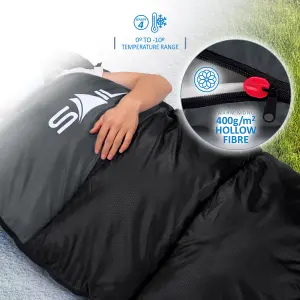 SAIL 'One' Waterproof Sleeping Bag 3-4 Season Indoor & Outdoor Camping Hiking - Black