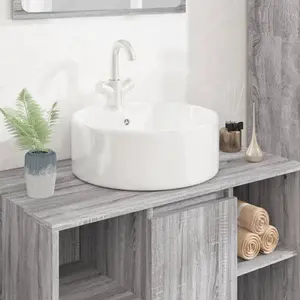 Belfry Bathroom Cavan Ceramic Round Sink with Overflow White / 14.5cm H x 40m W x 40cm D