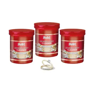 3x Liquid Jewellery Cleaner With Basket Cleans & Shines Silver Gold Diamonds 145ml