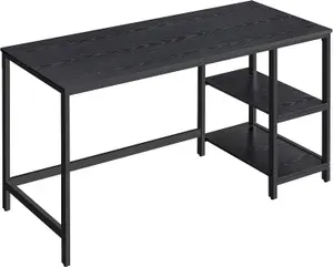 VASAGLE Computer Desk, Writing Desk with 2 Shelves, Work Table for Office Living Room, Steel Frame, Ebony Black