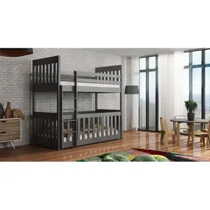 Laskowski Single (3') Standard Bunk Bed and Mattress Graphite / Left Ladder