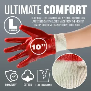 Set Of 4 Pairs Red Pvc Rubber Safety Builders Work Gloves Protect Diy