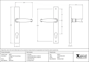 From The Anvil Black Cottage Slimline Lever Espag. Lock Set