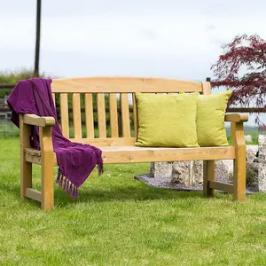 Zest Emily Wooden Garden Bench 3 Seater 5ft Seat Pad Outdoor Cushion Grey