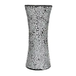 London Boutique Vase Cylinder Handmade Mosaic Glitter Vase Decorative Sparkled Glass gift present (Cylinder Black)