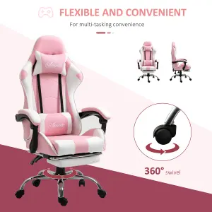 Vinsetto Racing Gaming Chair w/ Lumbar Support, Office Gamer Chair, Pink