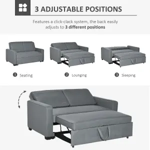 HOMCOM 2 Seater Sofa Bed Click Clack Couch Sleeper Settee for Living Room & Bedroom, Grey