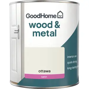 GoodHome Ottawa Satin Metal & wood paint, 750ml