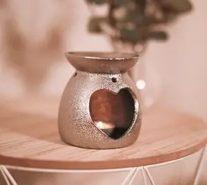 Silver Heart Wax Warmer Oil Burner